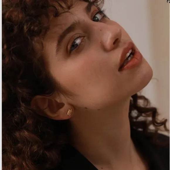 New 18K Gold  Silver Twisted Stud Earrings - Picture 5 of 17